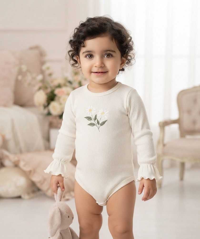 بادی نوزادی دخترانه کبریتی پاییزی طرح بابونه